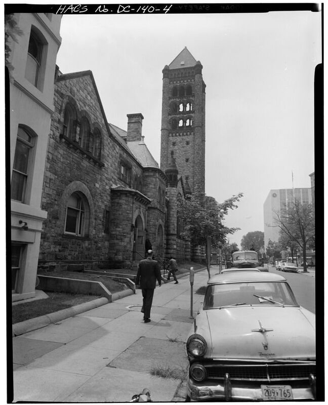 4. NORTH FACADE (FROM THE NORTHEAST) (4' x 5' negative; 8' x 10' print) - Church of the Covenant, Eighteenth & N Streets, Northwest, Washington, District of Columbia, DC Photos from Survey HABS DC-140