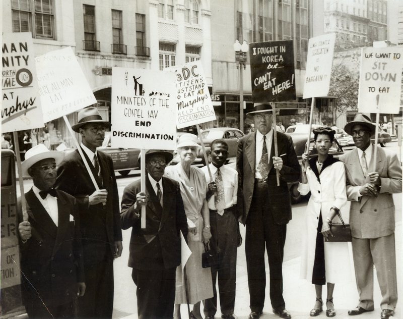 Mary Church Terrell (fourth from left) and others picketed Murphy’s five-and-dime in the early 1950s because its lunch counter did not serve African Americans. 