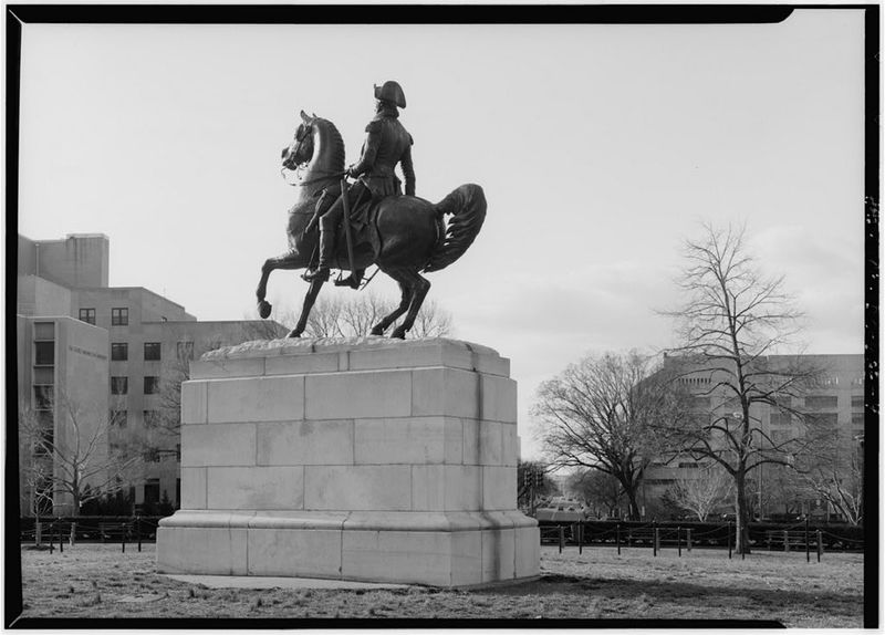 4. VIEW OF EQUESTRIAN STATUE WITH VIEW SOUTH ON 23RD STREET IN BACKGROUND. - Washington Circle, Washington, District of Columbia, DC