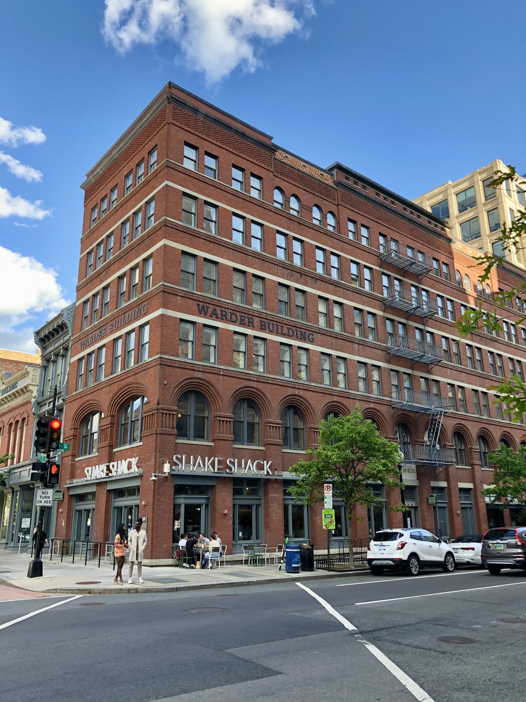 Looking southeast at the Warder Building, at the corner of 9th and F streets NW.